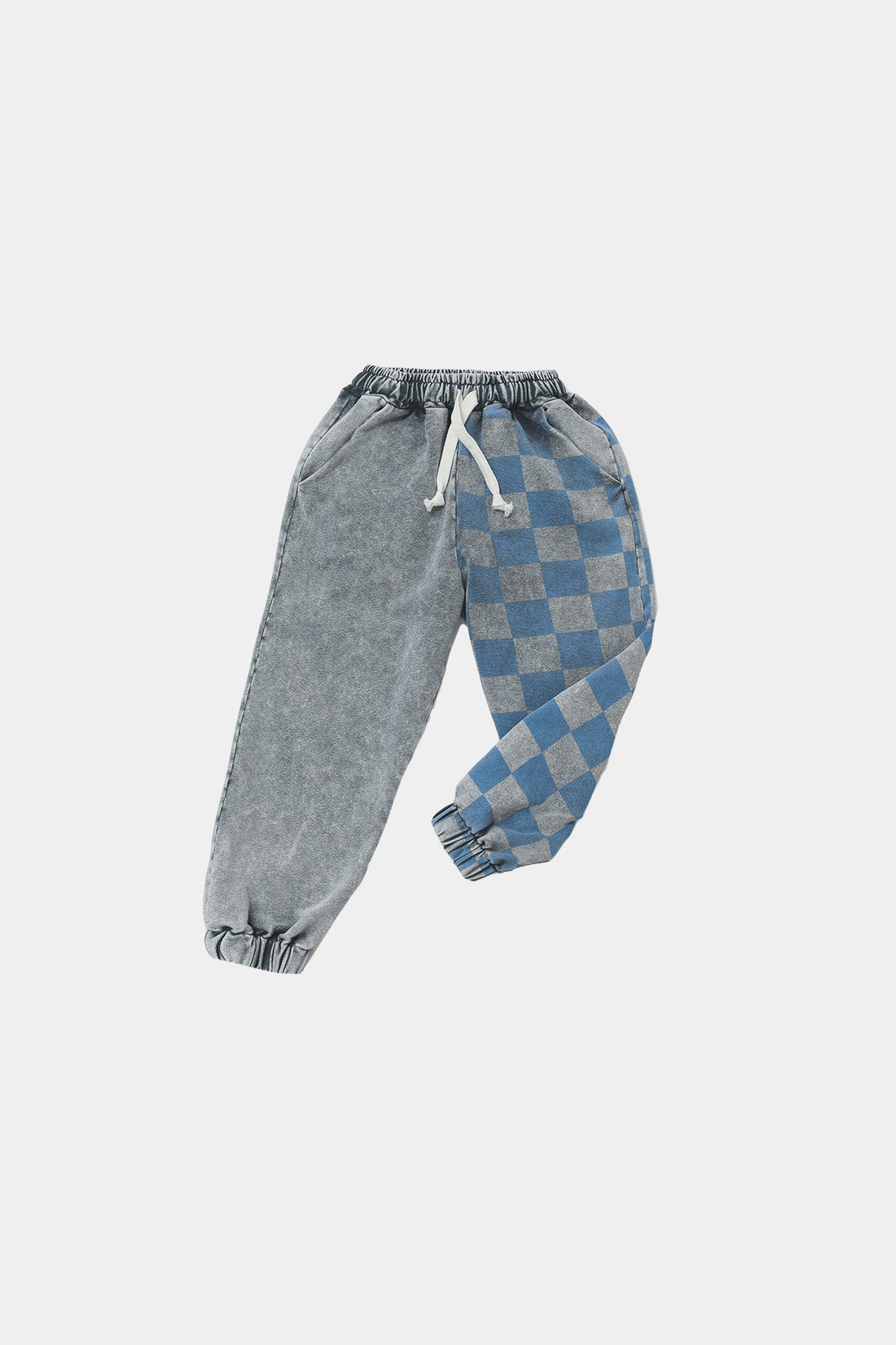 spodnie dziecięce- WIDE CHECKED PANTS gray/blue