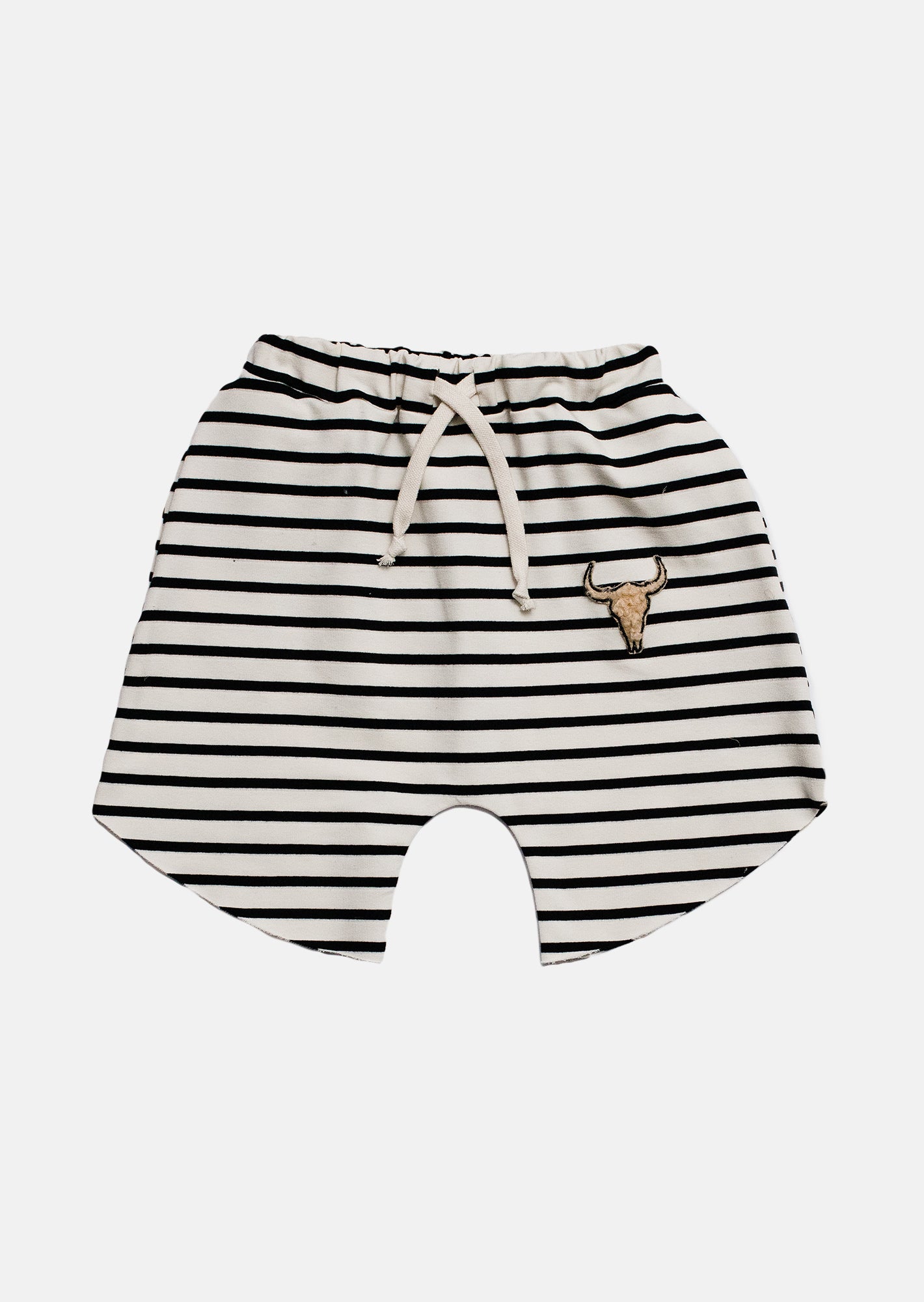 szorty dziecięce -  STRIPED BISON SHORTS white/black