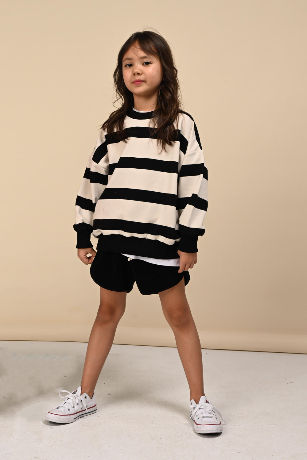 bluza dziecięca- STRIPED SWEATSHIRT black/beige