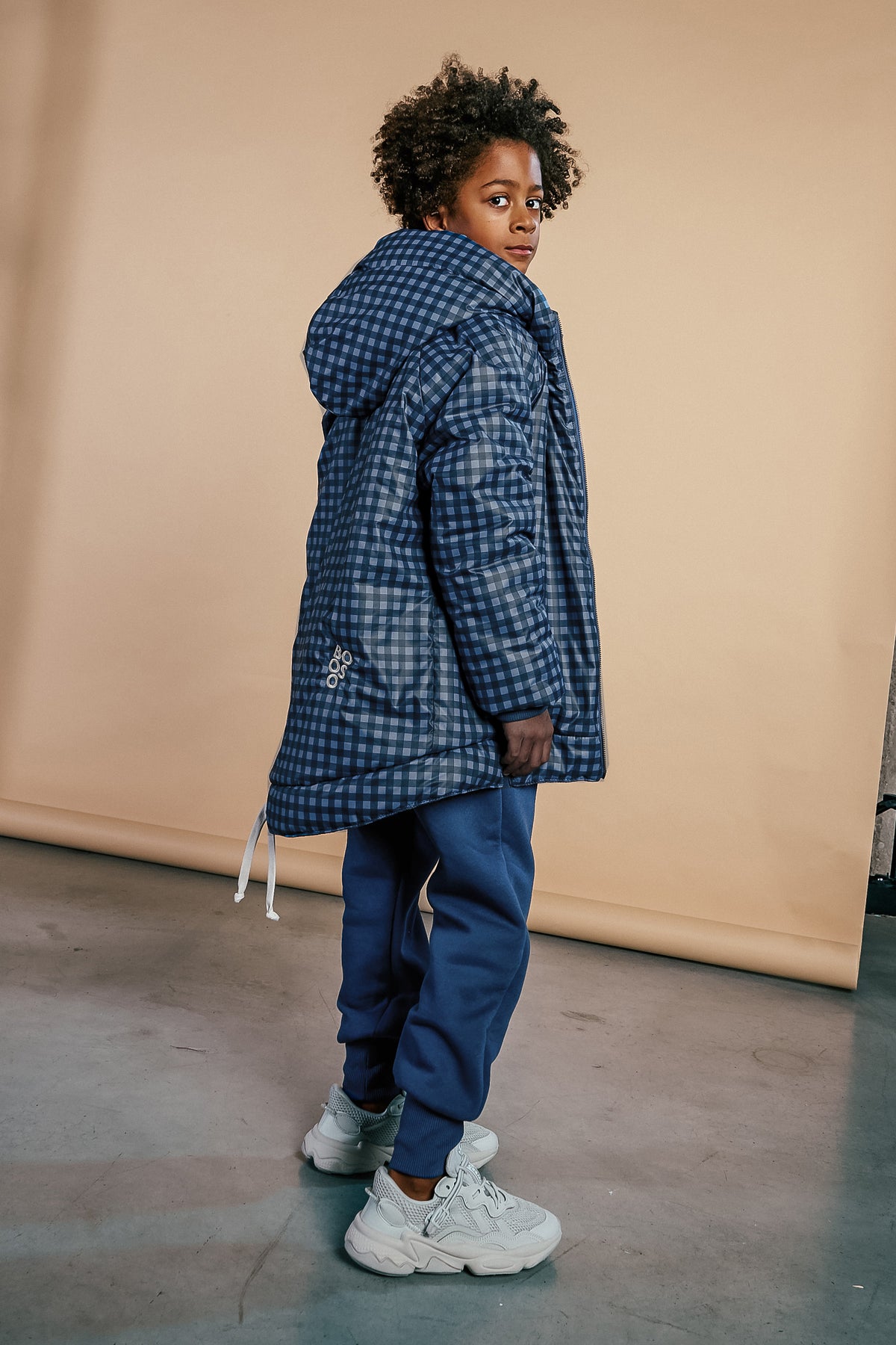 zimowa kurtka dziecięca- CHECKED CLASSIC COAT blue