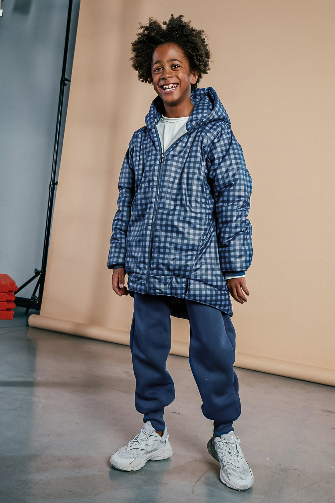 zimowa kurtka dziecięca- CHECKED CLASSIC COAT blue