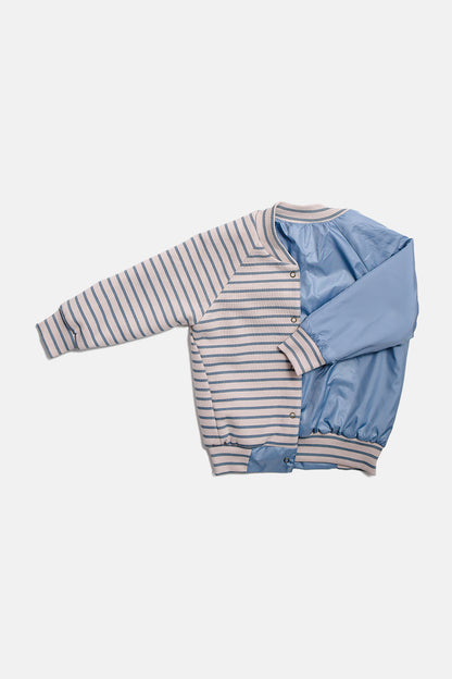 kurtka dziecięca- DOUBLE BOMBER STRIPED blue/ecru