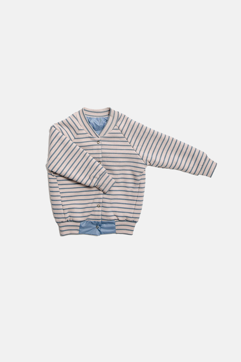 kurtka dziecięca- DOUBLE BOMBER STRIPED blue/ecru