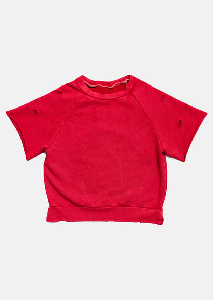 bluza dziecięca -  TORN SHORT SWEATSHIRT red
