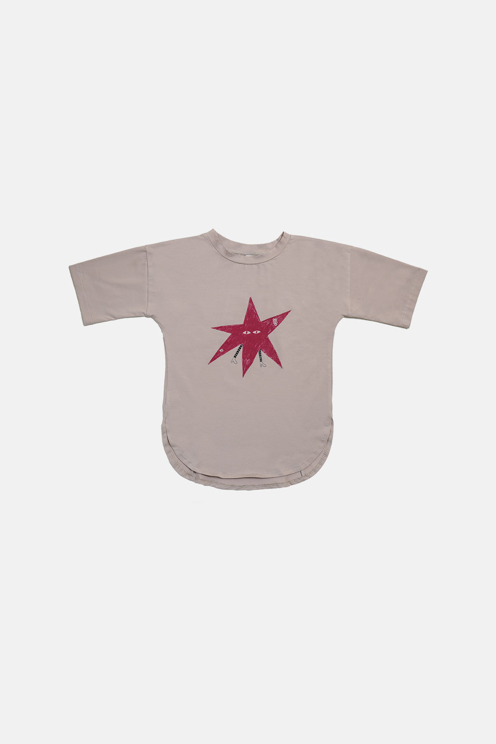 koszulka dziecięca- LONG TEE dusty pink/ red star