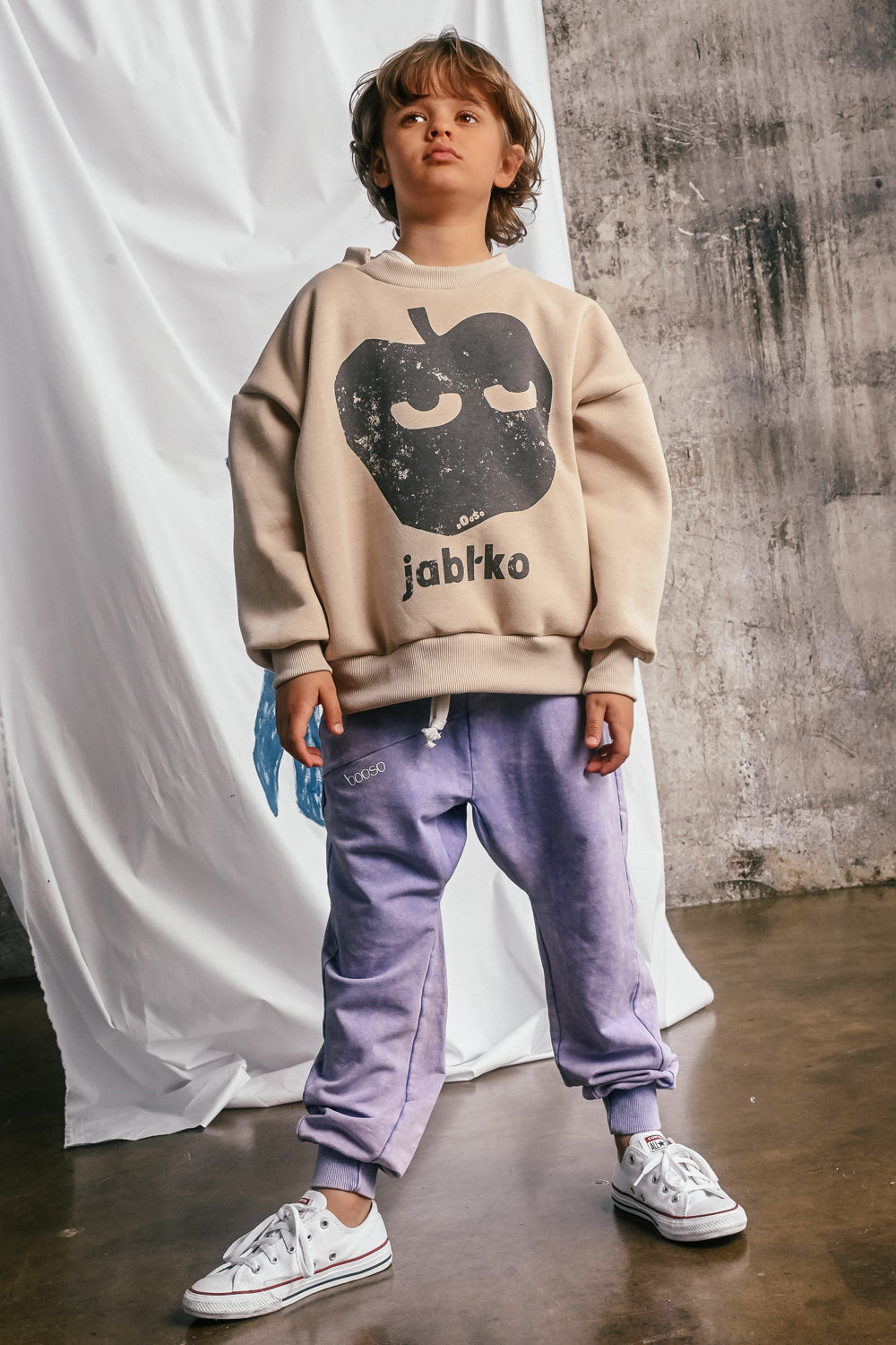 bluza dziecięca- APPLE SWEATSHIRT beige/graphite
