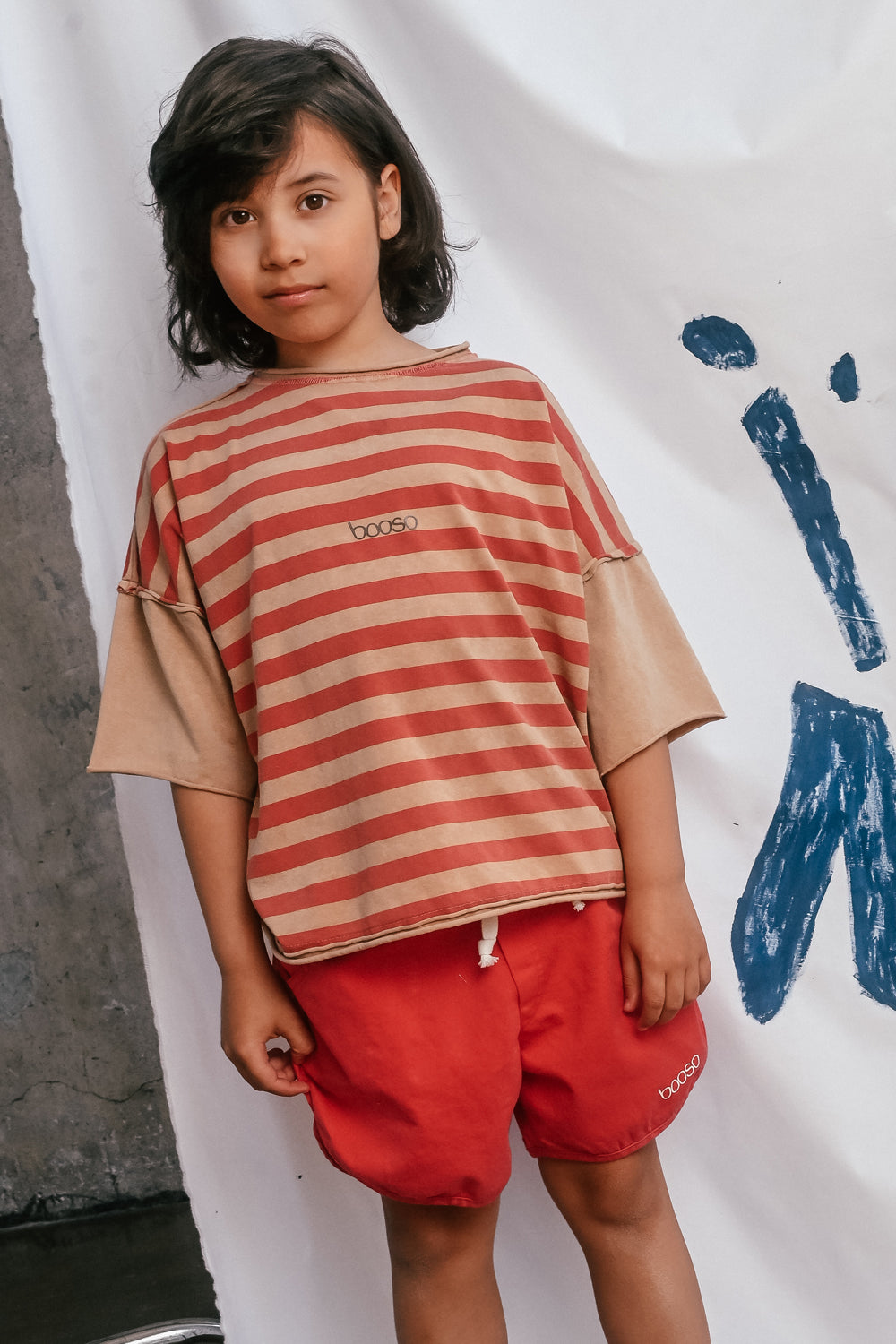 koszulka dziecięca- STRIPED TEE BEIGE/RED