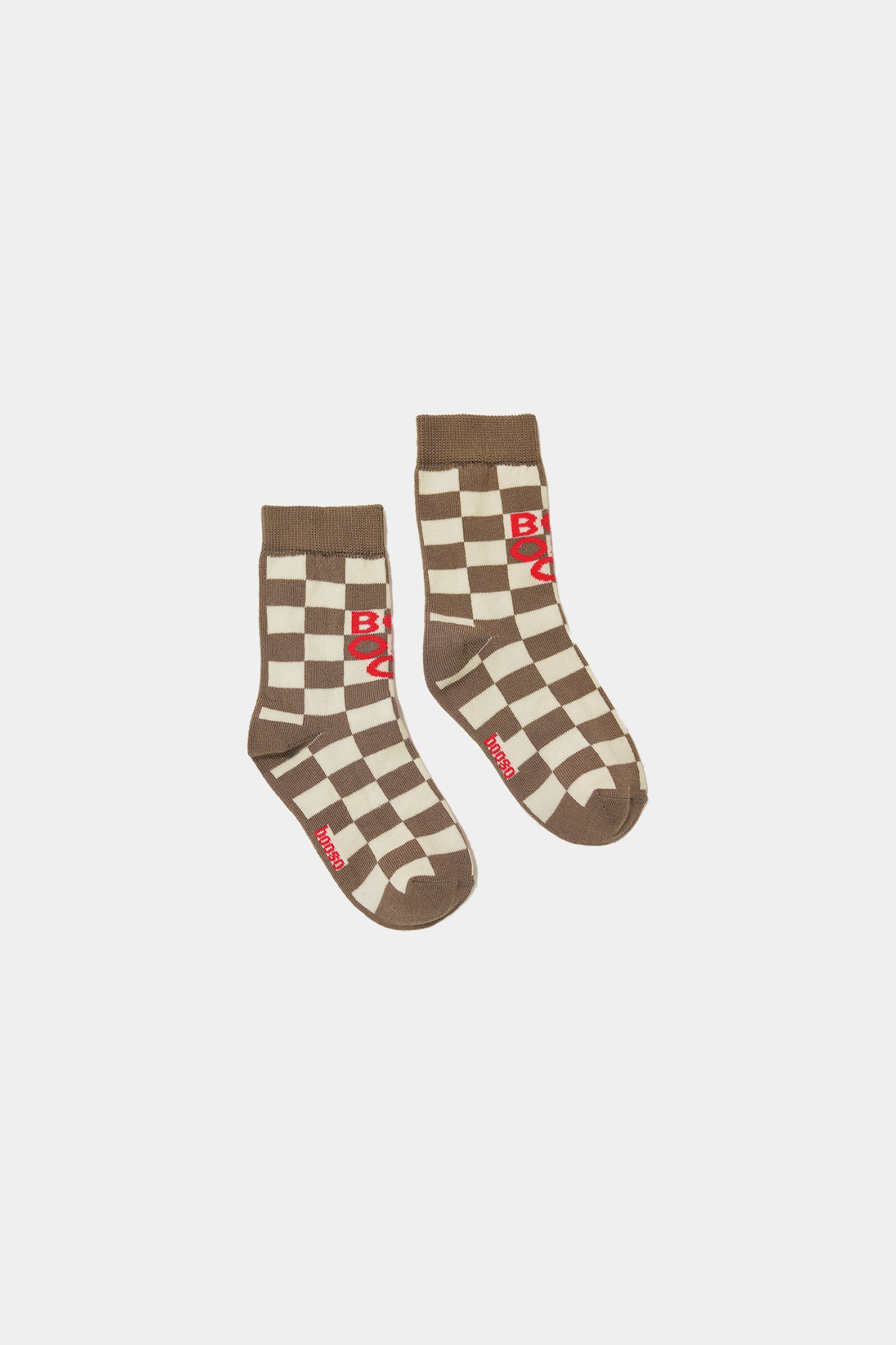 skarpety dziecięce - CHECKED CLASSIC SOCKS brown/ecru/red