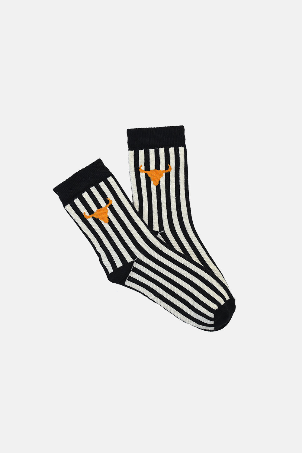 skarpetki dziecięce- SOCKS BLACK STRIPED black/ecru/orange