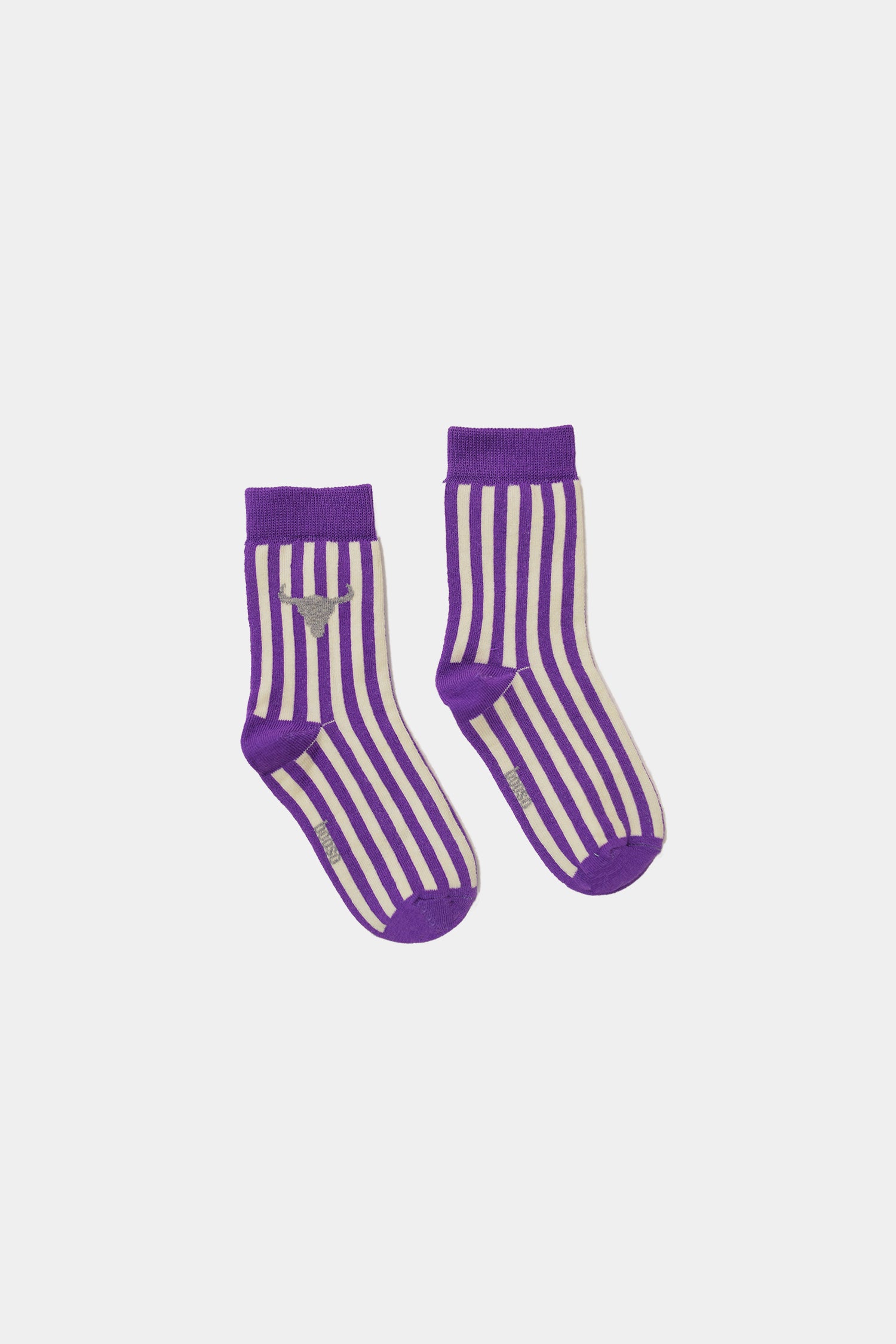 skarpetki dziecięce- STRIPED BISON SOCKS purple/ecru/gray marl