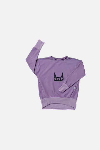koszulka dziecięca- WELT CAT LONGSLEEVE purple/ black cat