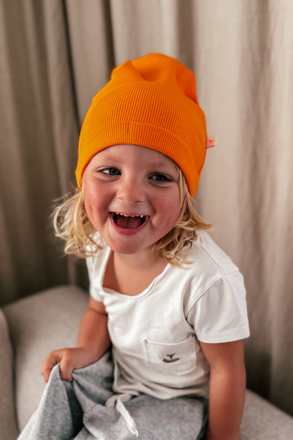 czapka dziecięca- RIBBING BEANIE orange