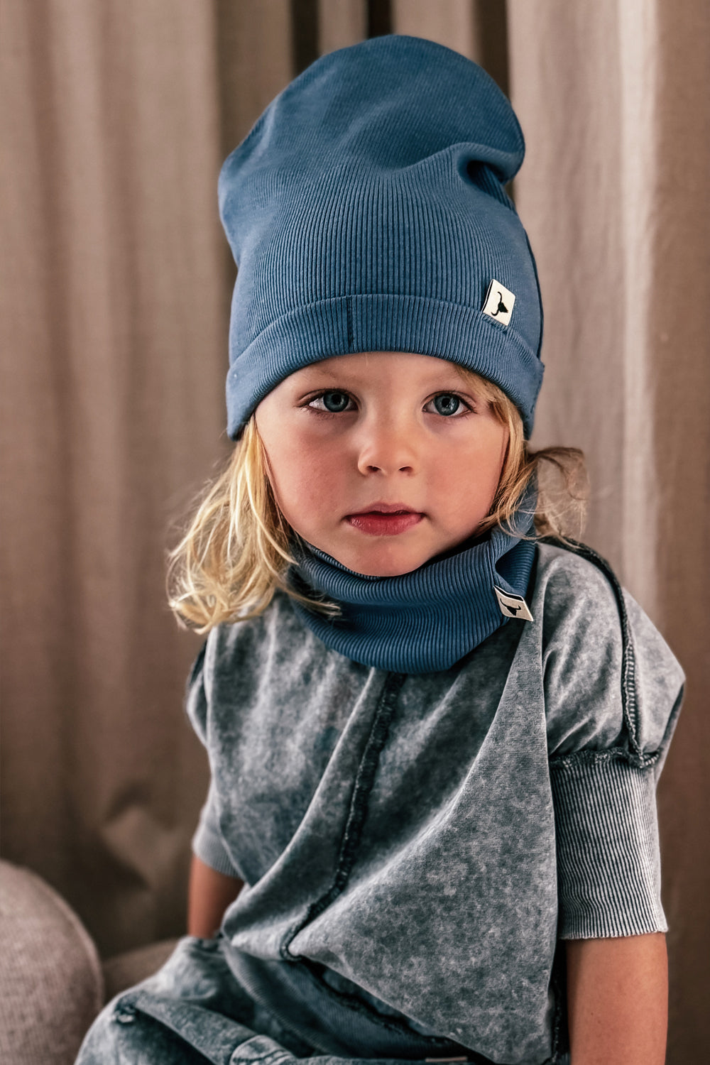 czapka dziecięca- RIBBING BEANIE dusty blue