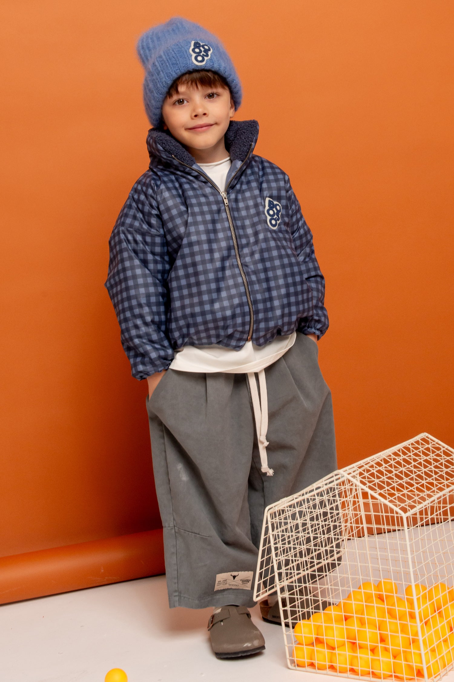 kurtka dziecięca- BLUE WIDE CHECKED COAT