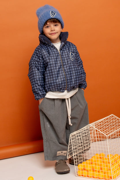 kurtka dziecięca- BLUE WIDE CHECKED COAT