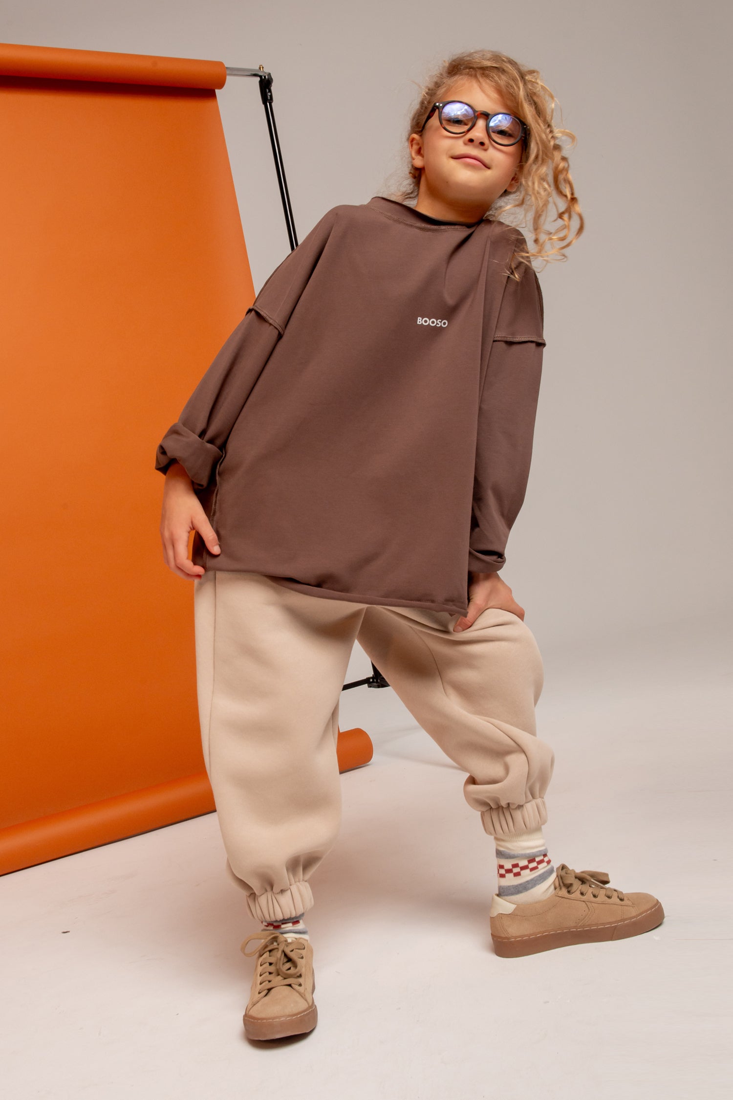 koszulka dziecięca- BOXY BOOSO LONGSLEEVE  brown