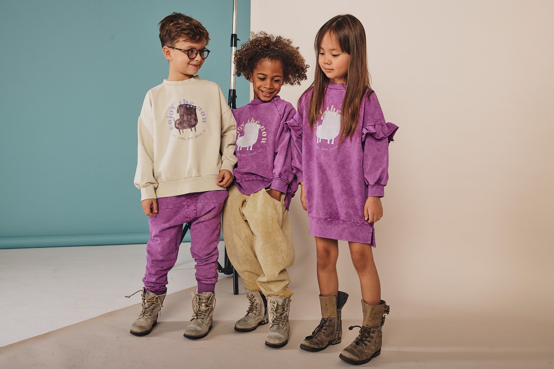 spodnie dziecięce- STRIPED ACID PANTS vintage purple