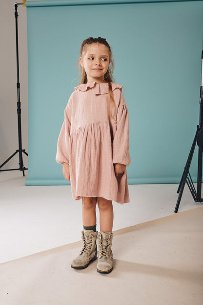 sukienka dziecięca- MUSLIN PINK DRESS light pink
