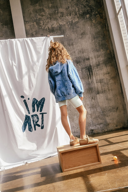 bluza dziecięca- ZIP STAR HOODIE vintage blue