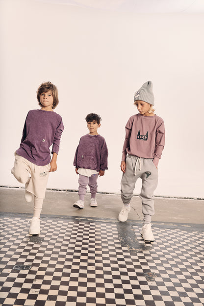 spodnie dziecięce - CHECKED ELEGANT PANTS purple/gray