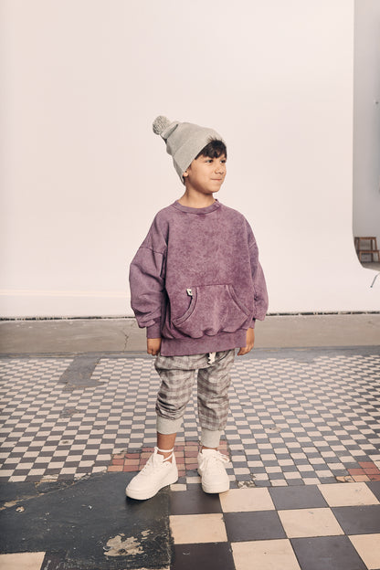 spodnie dziecięce - CHECKED ELEGANT PANTS purple/gray