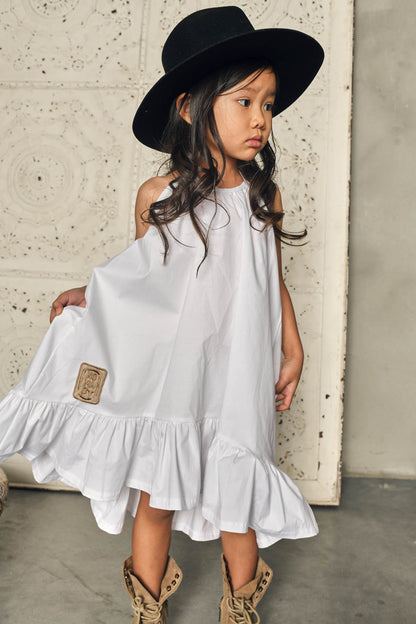 sukienka dziecięca - WHITE WAVE LONG DRESS white