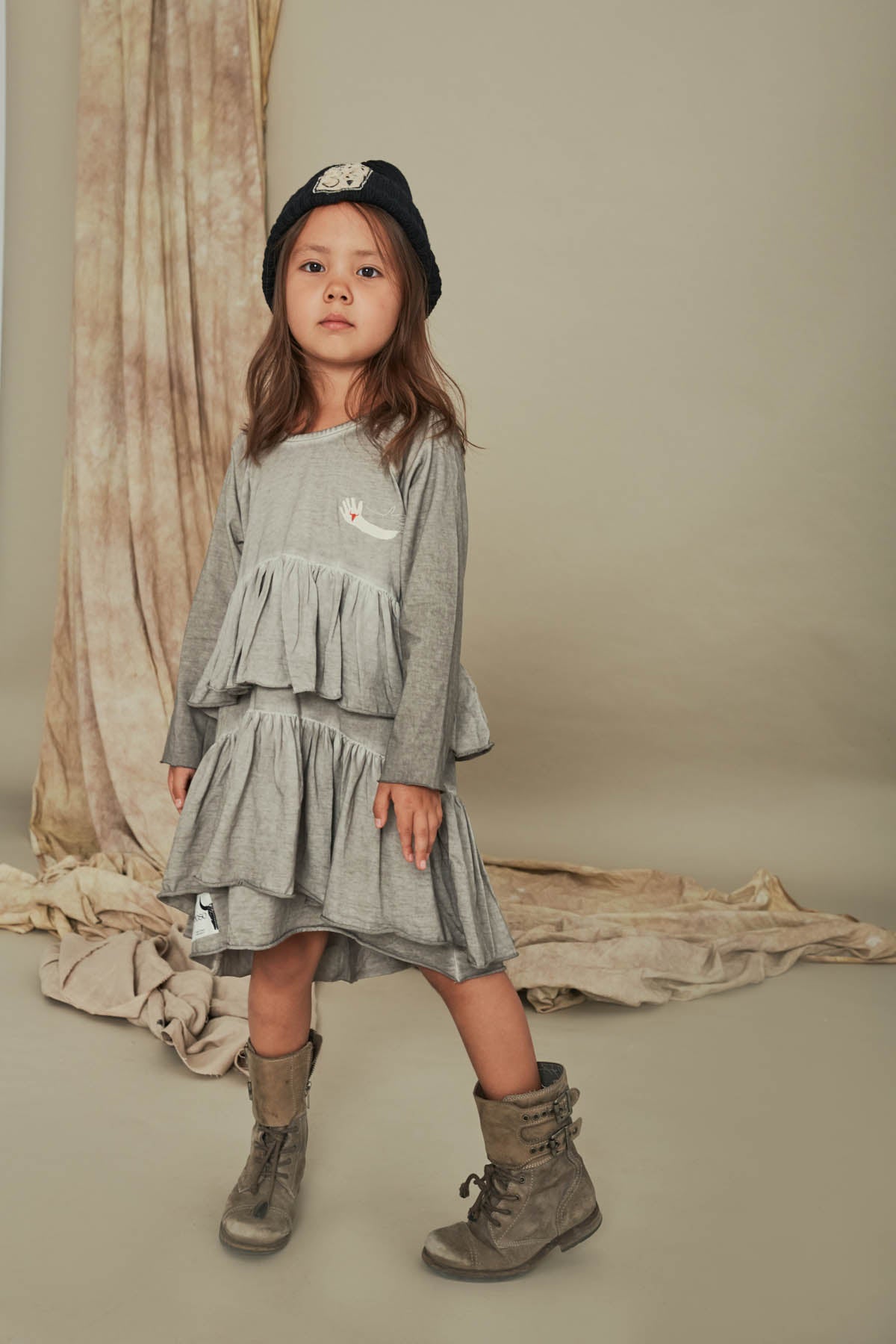 sukienka dziecięca- WAVE COLDDYE DRESS gray