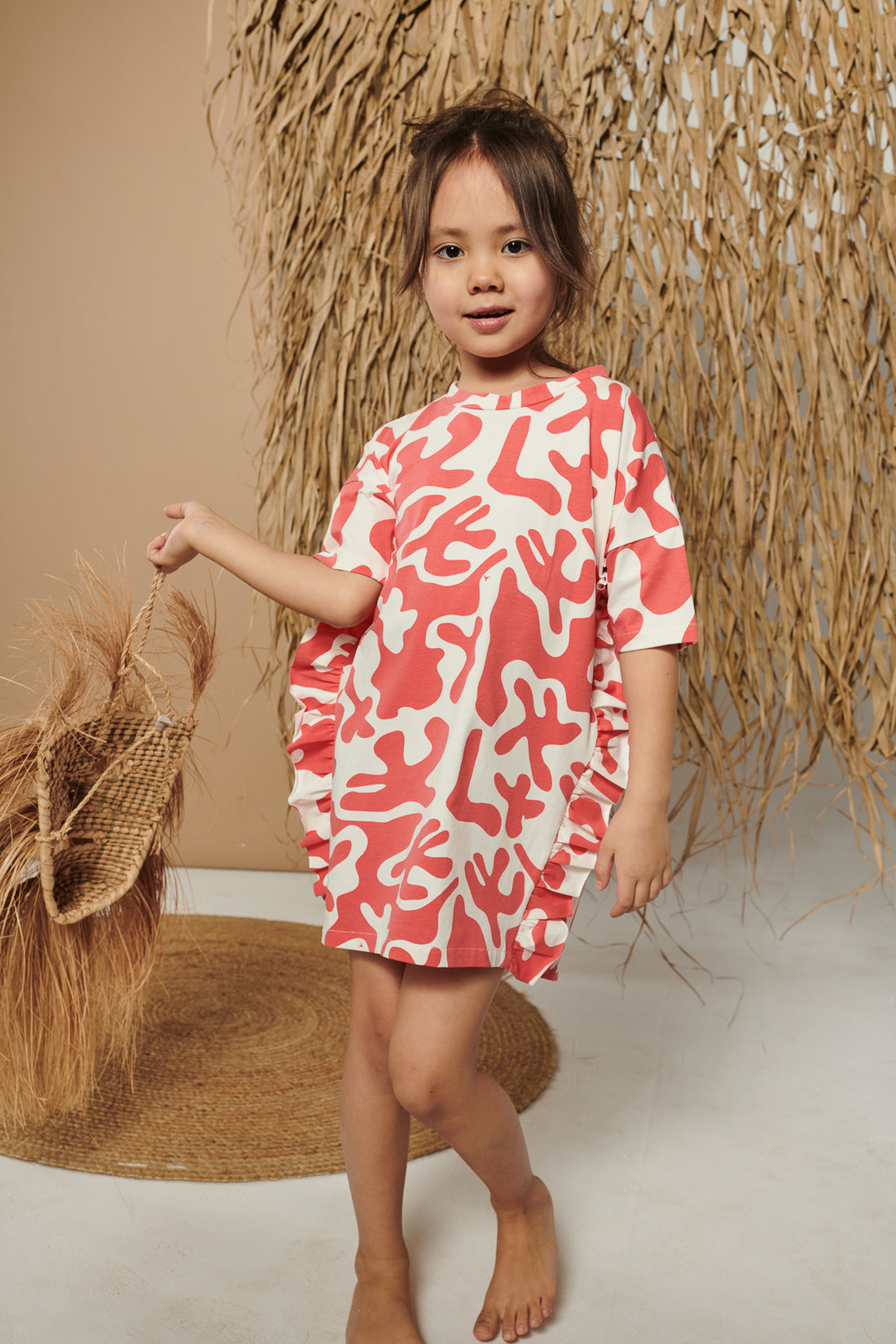 sukienka dziecięca- SPLASH FRILL DRESS coral