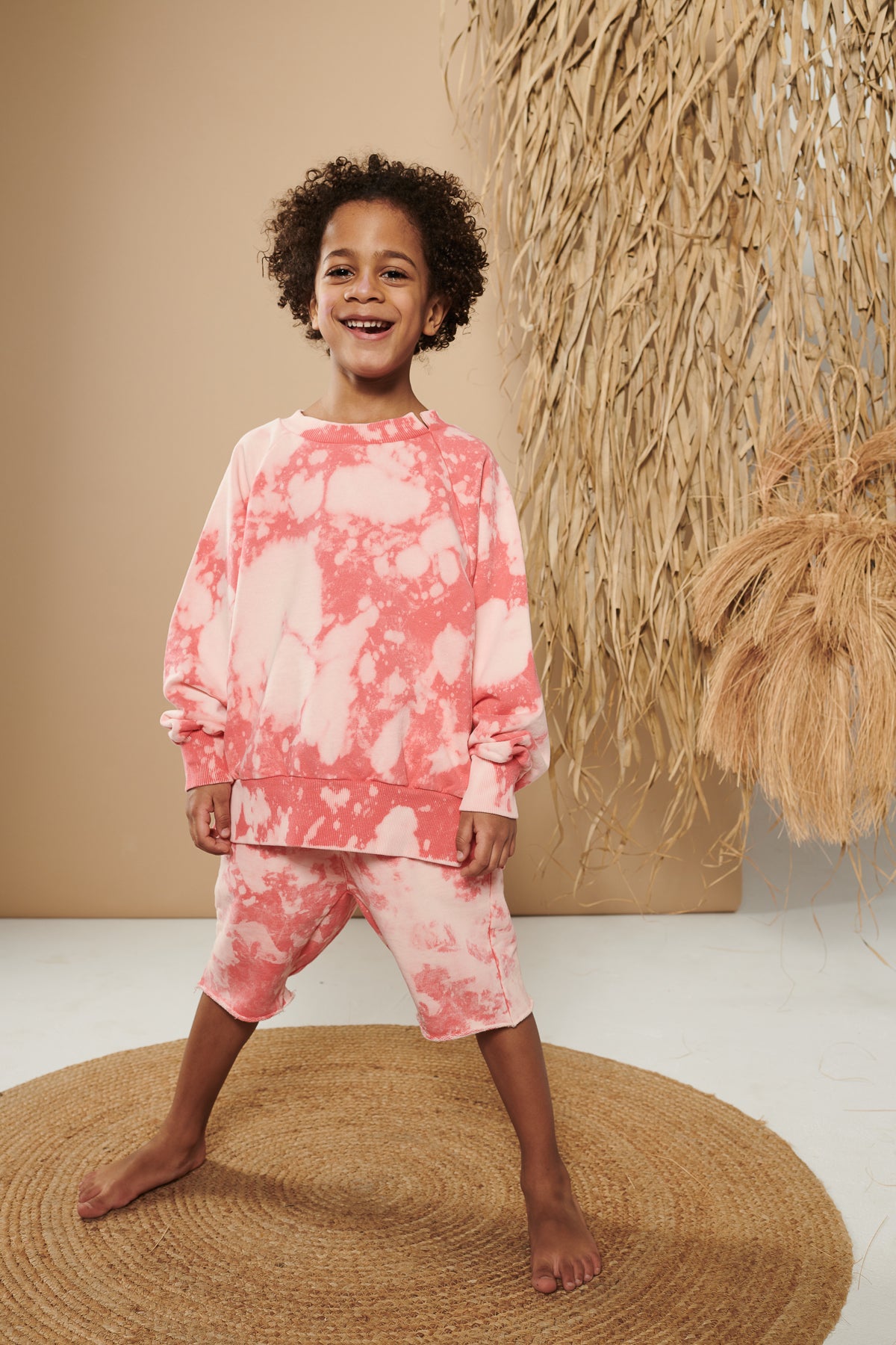 bluza dziecięca- SPLASH SIMPLE SWEATSHIRT ecru/pink