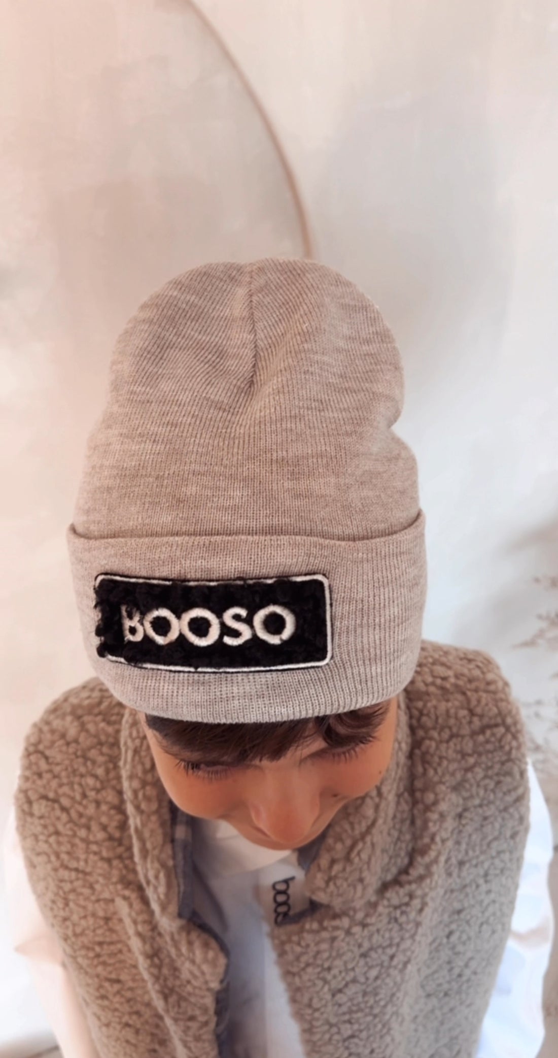 czapka dziecięca- MERINO BOOSO BEANIE beige/black