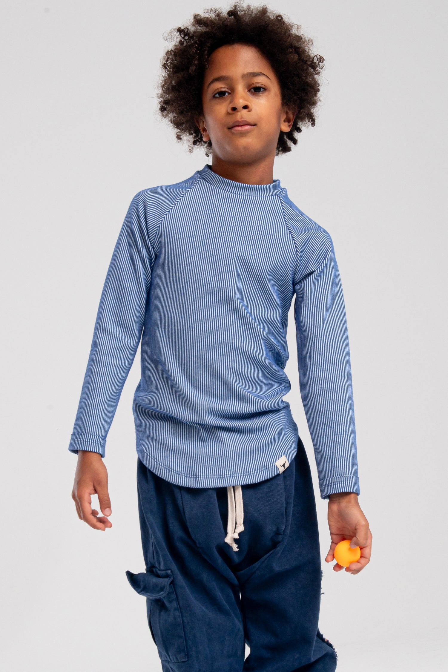 koszulka dziecięca- RIBB LONGSLEEVE blue/white