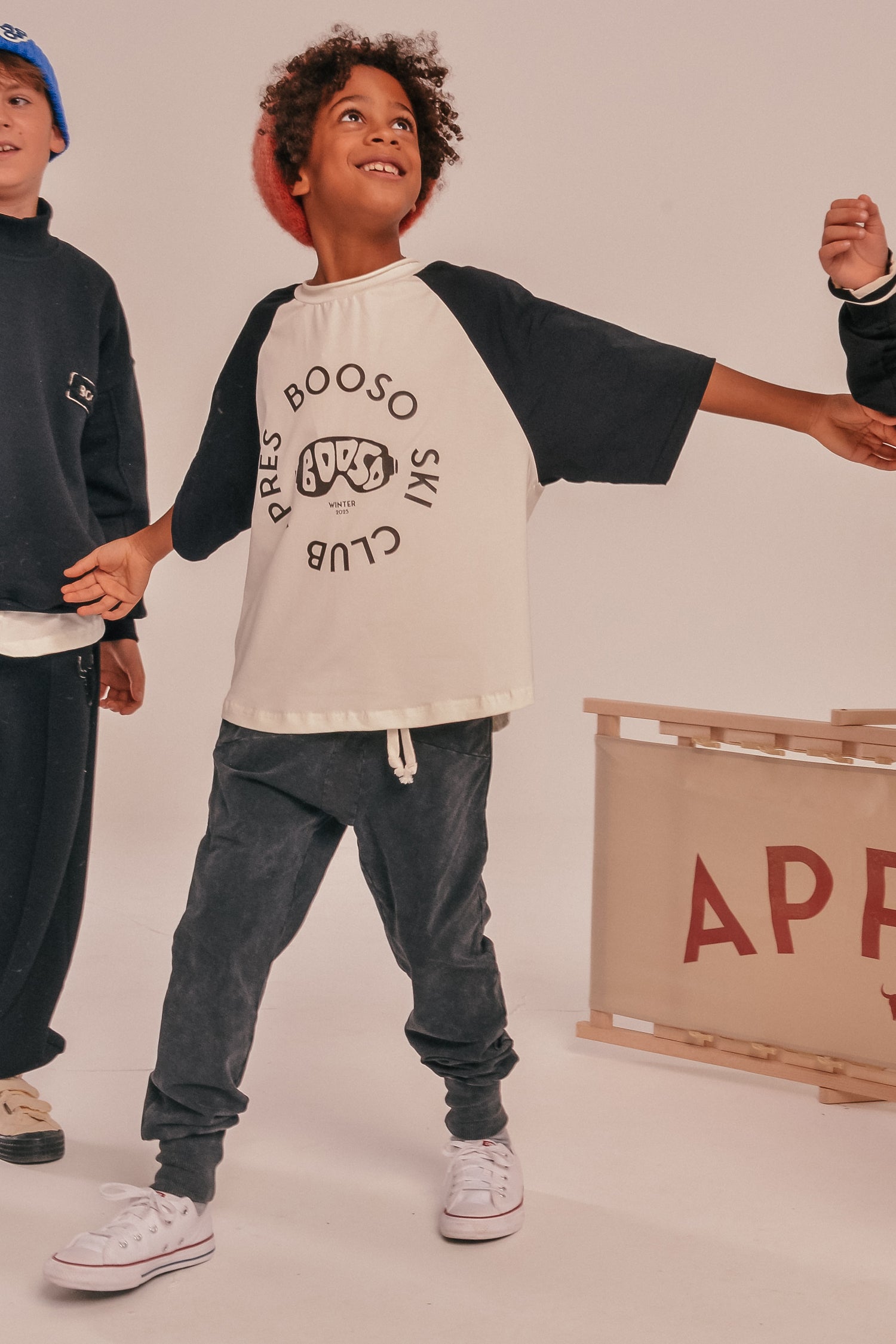 koszulka dziecięca- DOUBLE TEE ecru/black