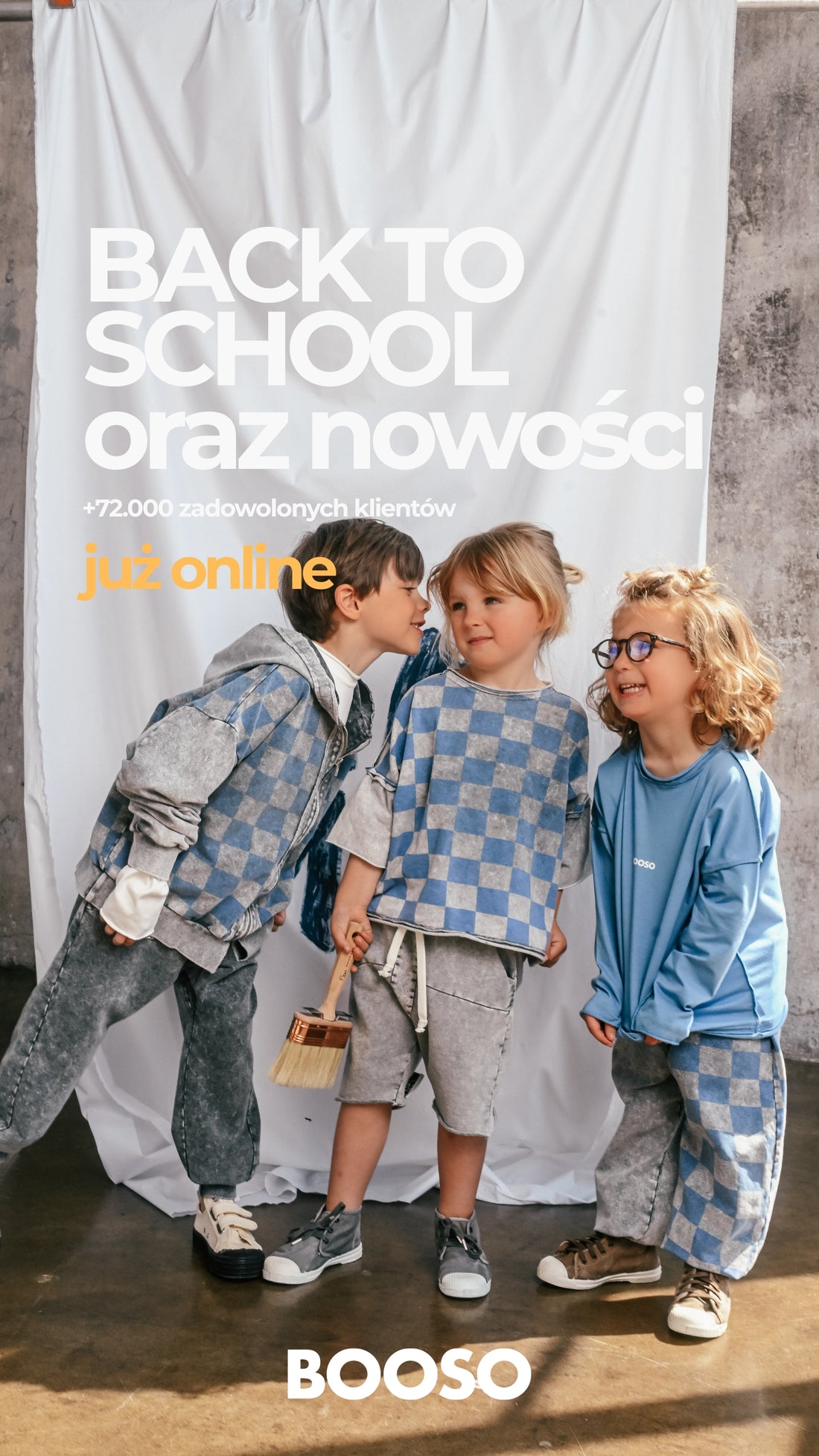 bluza dziecięca- ZIP CHECKED HOODIE gray/blue