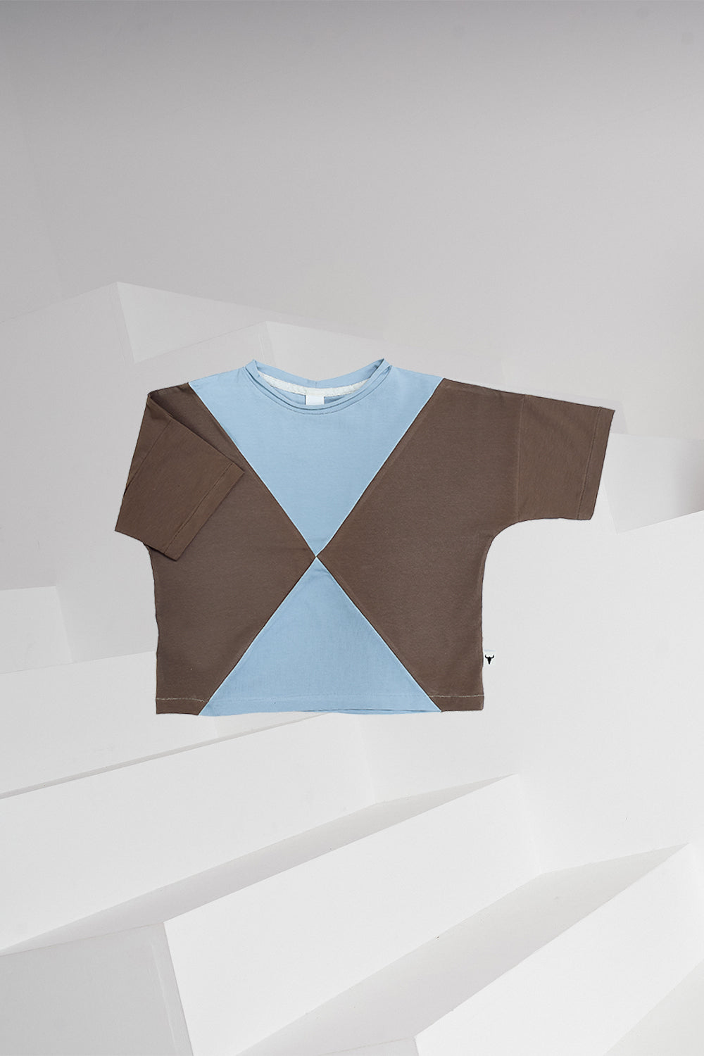 koszulka dziecięca- PANEL TEE brown/light blue