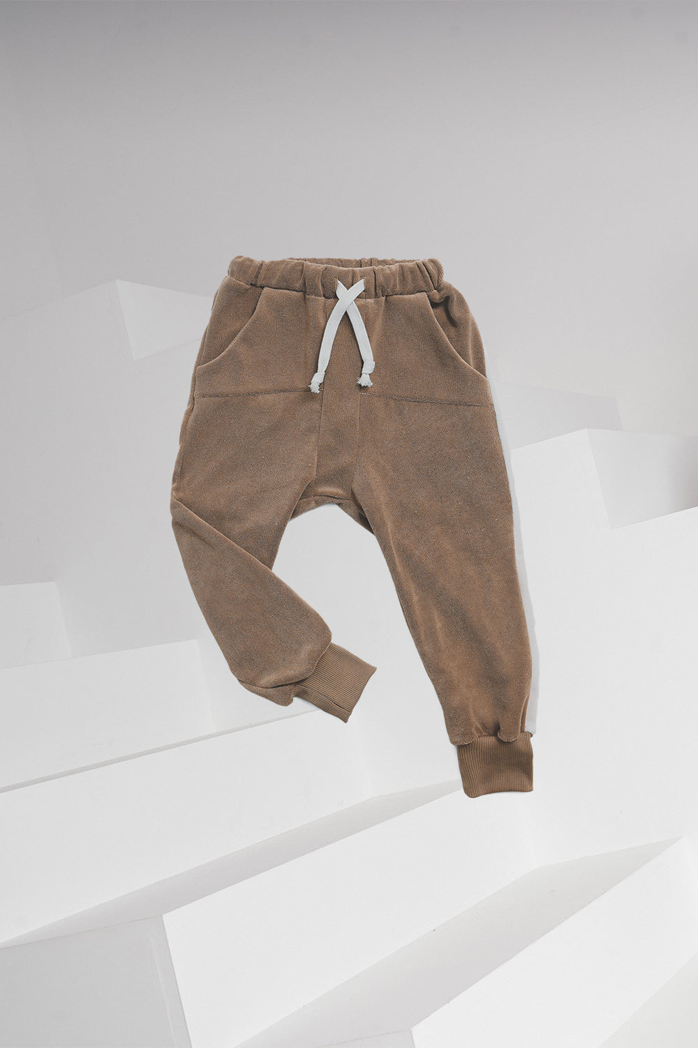 spodnie dziecięce -  TERRY PANTS brown/beige