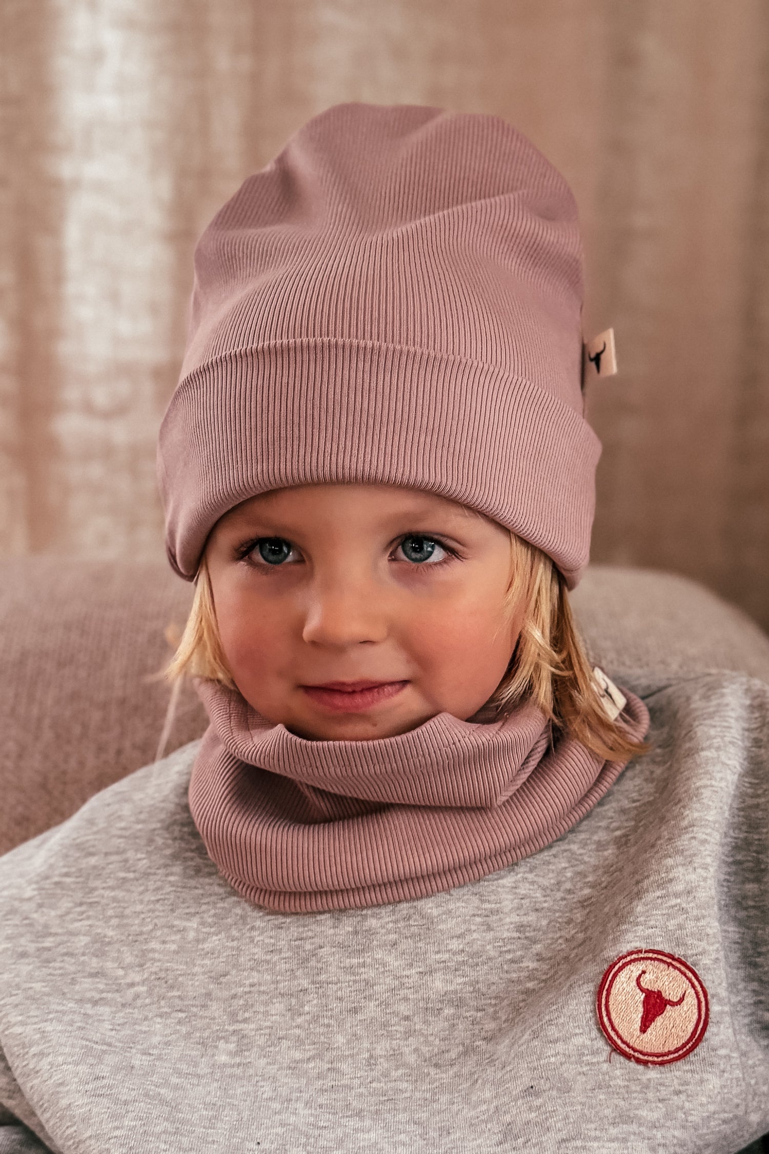 czapka dziecięca- RIBBING BEANIE WINTER dusty pink