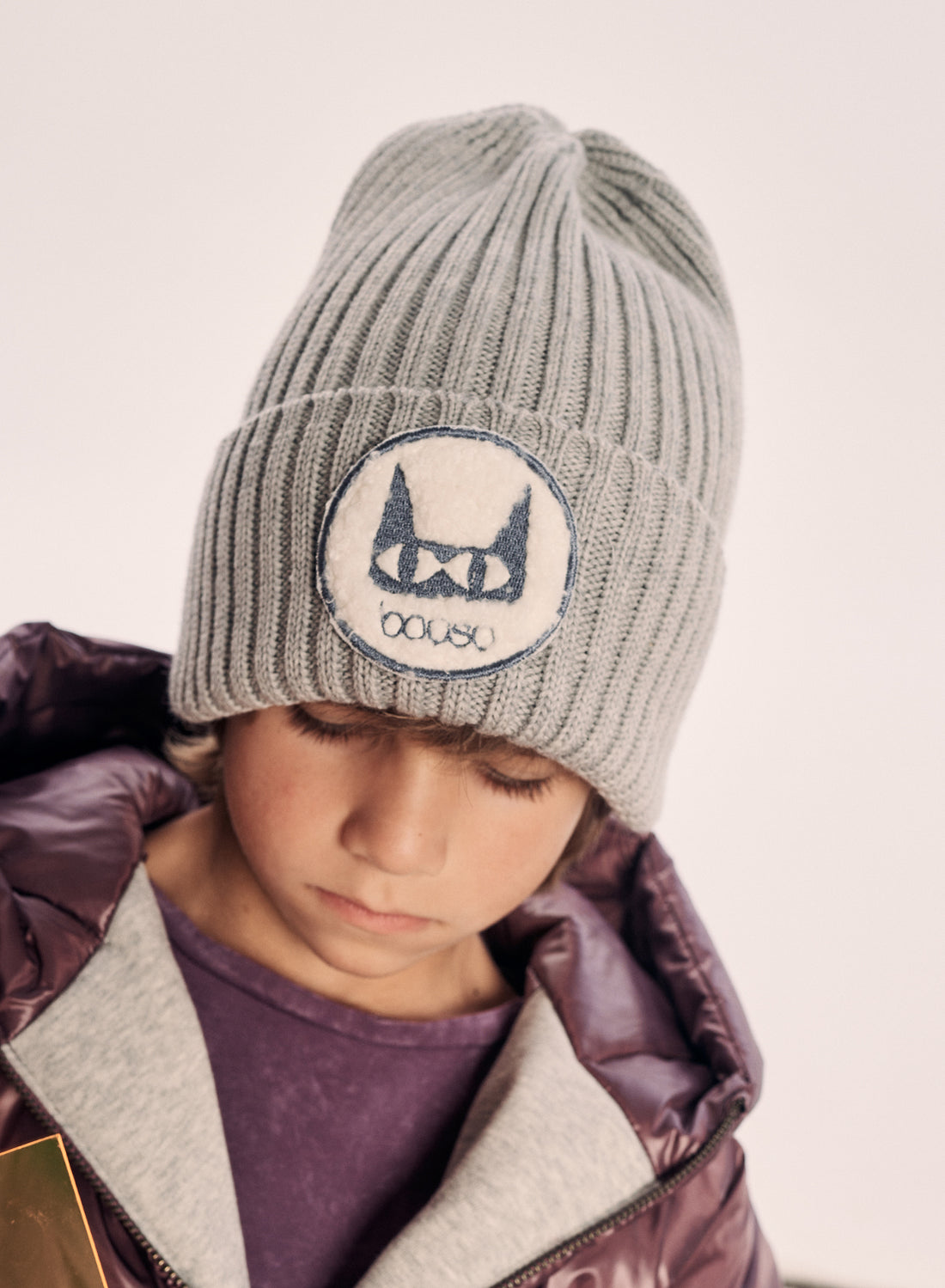 czapka dziecięca- CAT GRAY SAND BEANIE gray melange