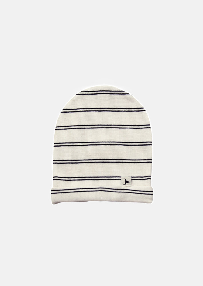 czapka dziecięca- RIBBING STRIPE BEANIE ecru/black