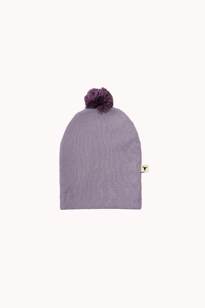 czapka dziecięca- RIBB BEANIE POMPOM lilac