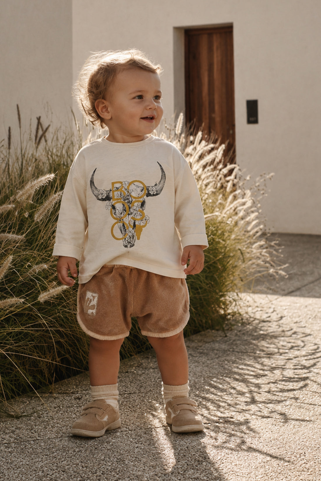 koszulka dziecięca- BISON IVORY LONG ivory/black/mustard