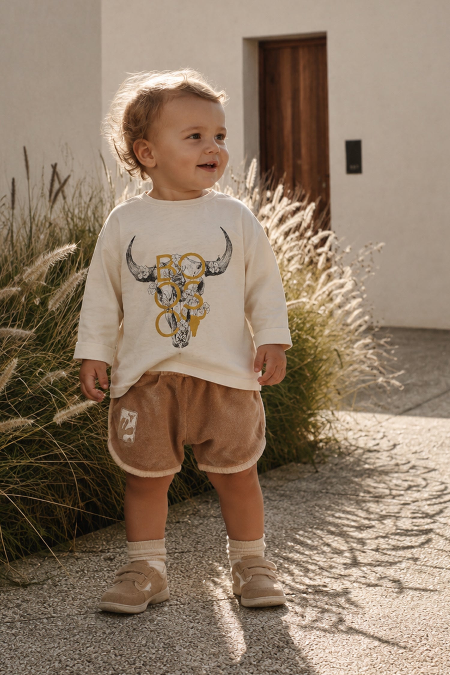 koszulka dziecięca-  BISON IVORY LONG ivory/black/mustard