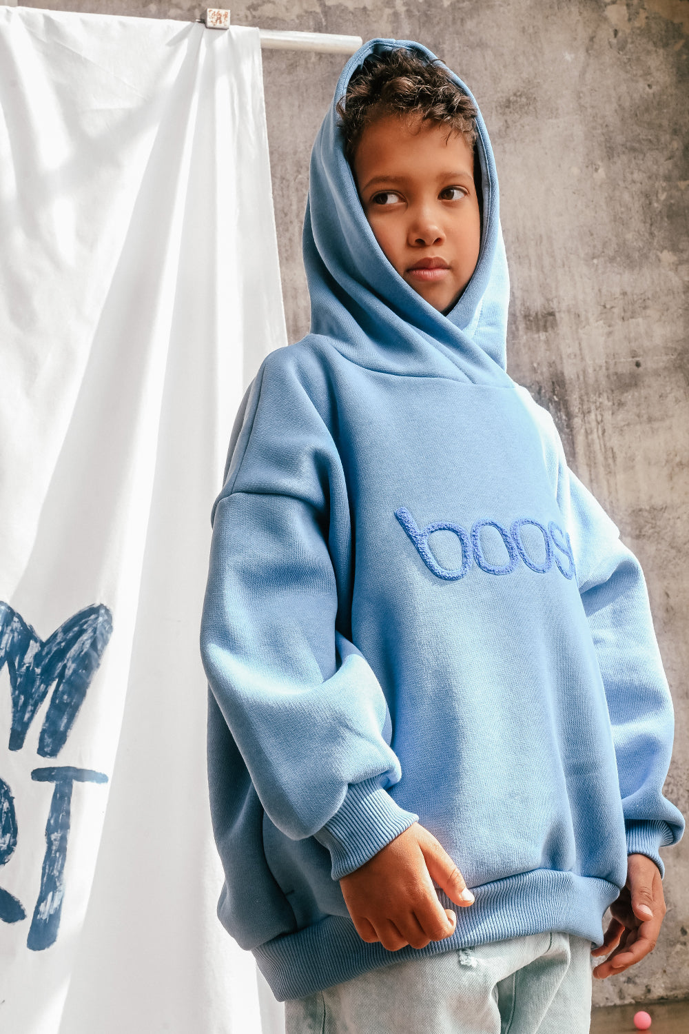 bluza dziecięca- WIDE HOODIE BLUE