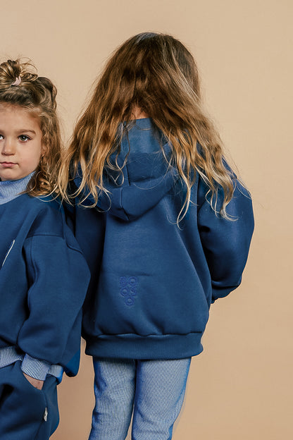 bluza dziecięca- WARM ZIP HOODIE indygo