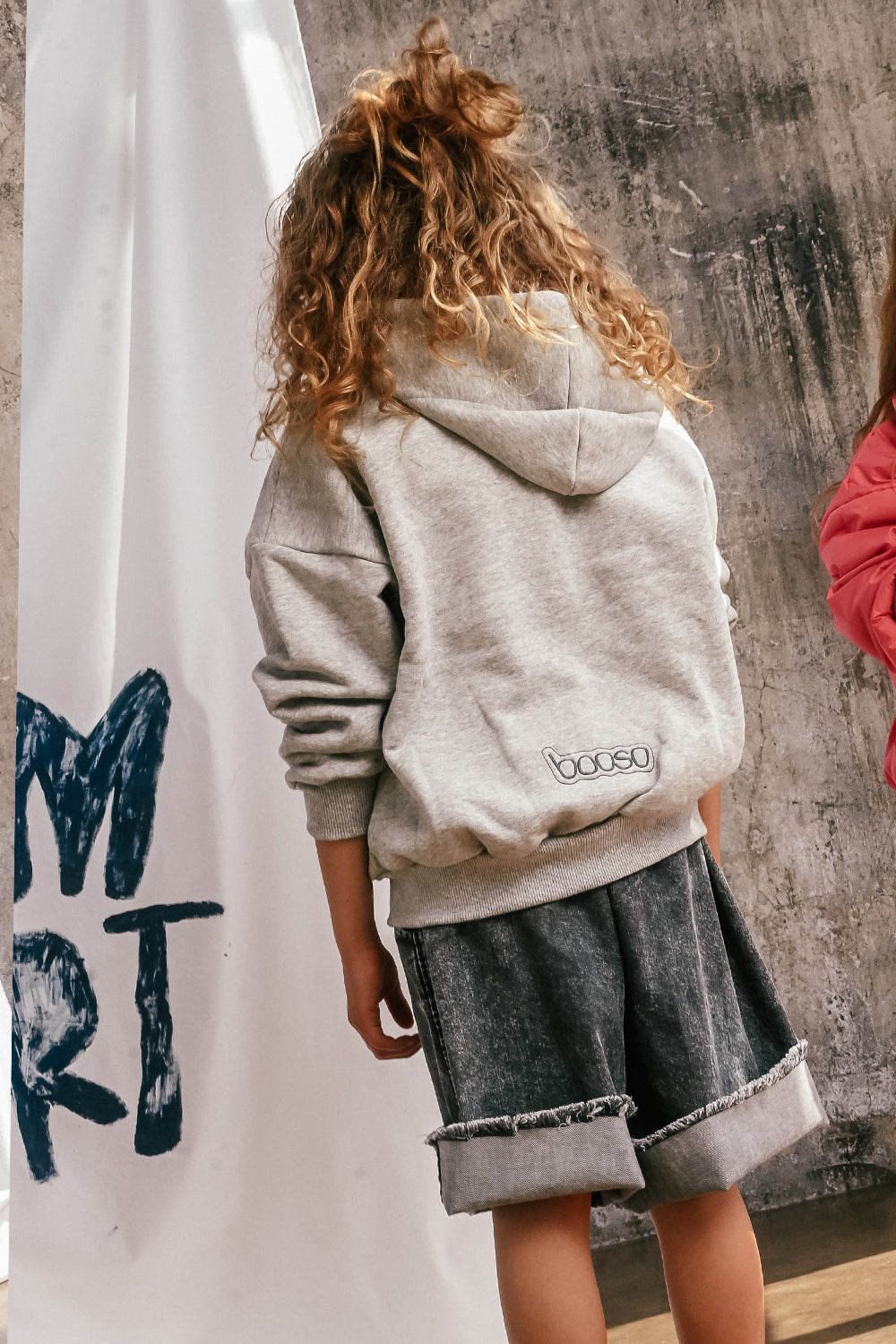 bluza dziecięca- SHORT ZIP HOODIE gray marl