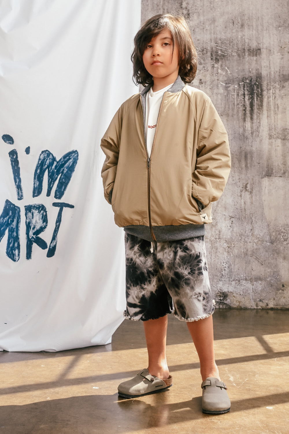 wiosenna kurtka dziecięca - BEIGE BOMBER