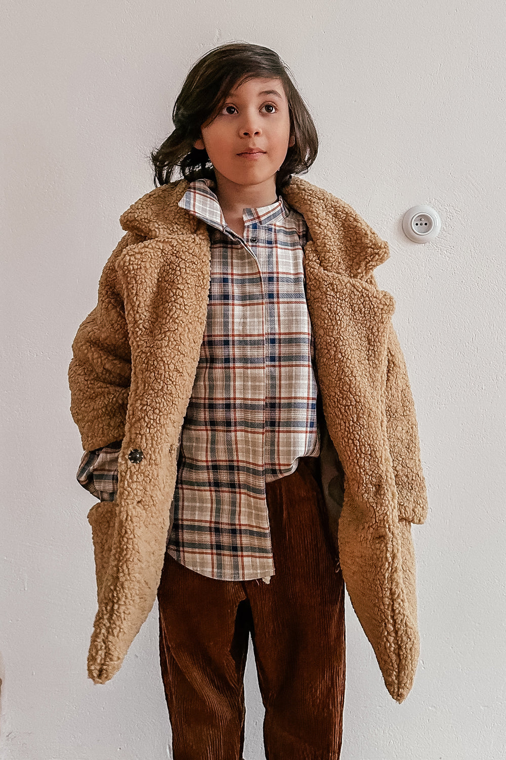 koszula dziecięca- CHECKED SHIRT beige/orange/blue