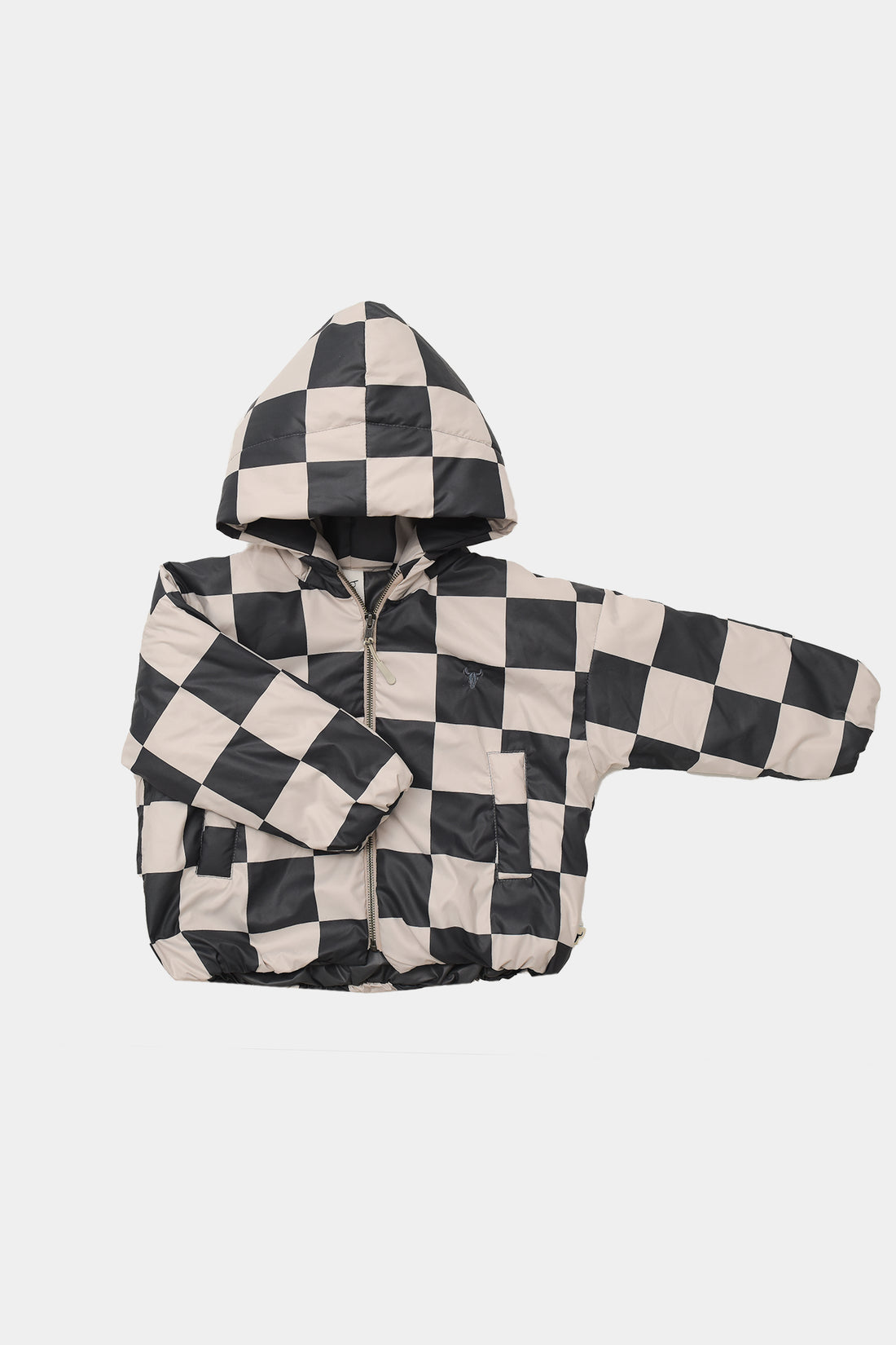 wiosenna kurtka dziecięca- CHECKED SHORT COAT graphite/beige