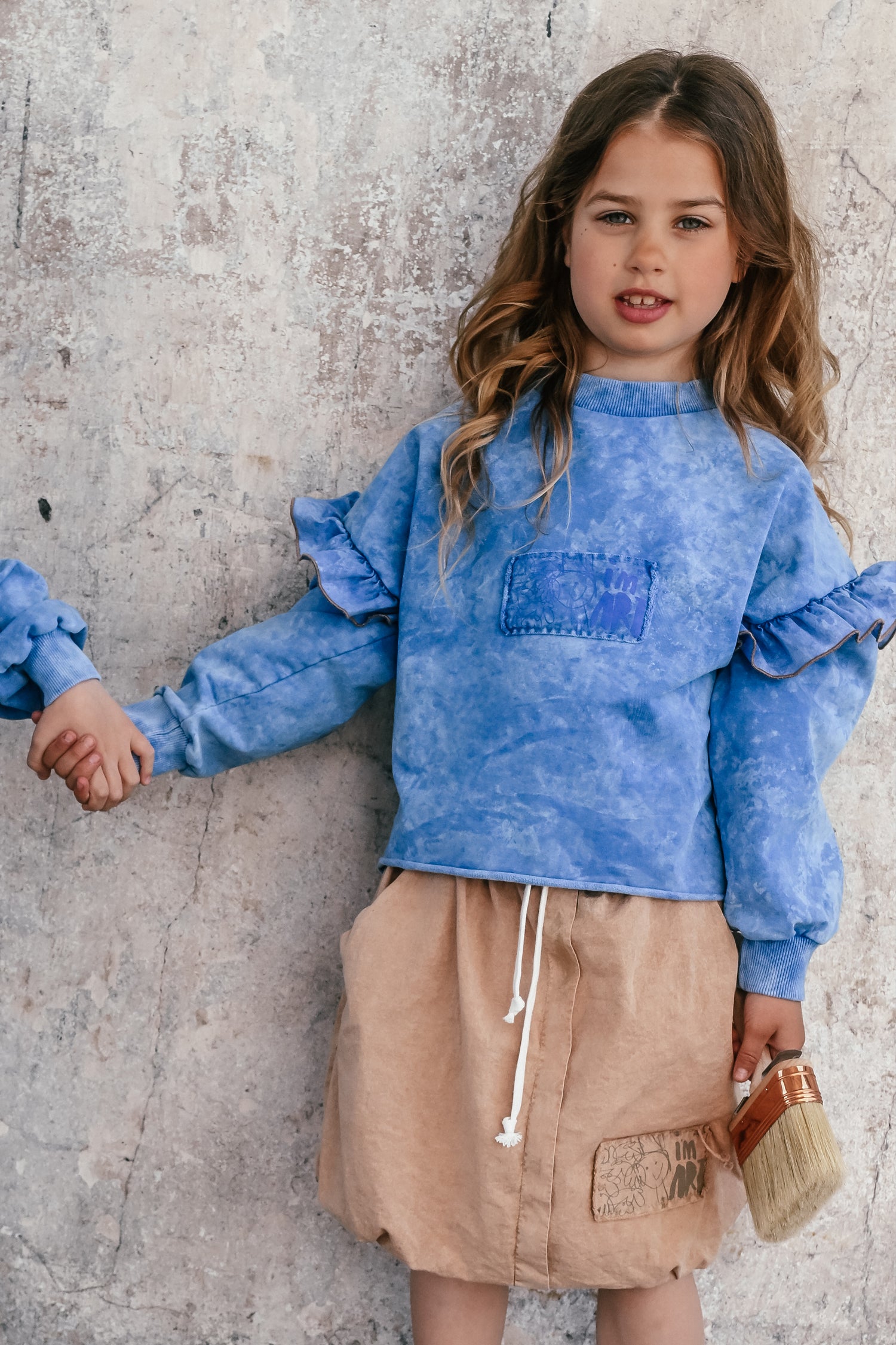bluza dziecięca - FRILL SWEATSHIRT BLUE
