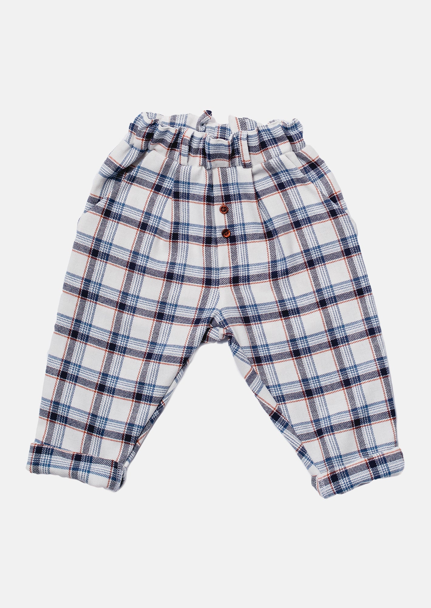 spodnie dziecięce - BIG GRILLE PANTS ecru/blue/orange