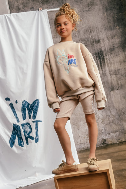 getry dziecięce- LEGGINS COLLAR beige/ecru
